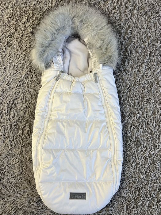 Зимовий конверт-кокон в коляску ДоРечі білий з опушкою