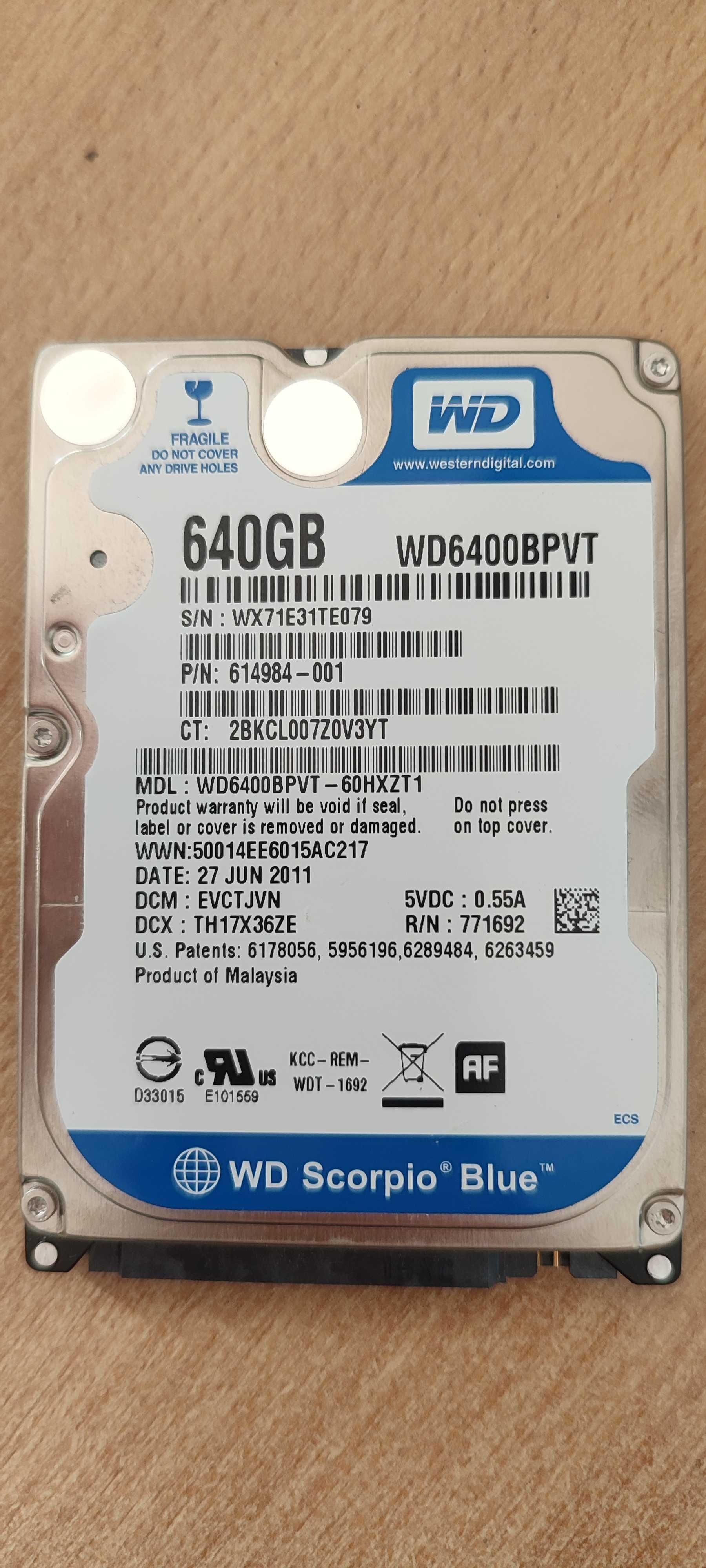 Жорсткий диск HDD WD 640 GB 2,5"