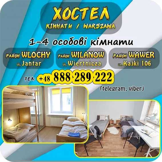 ХОСТЕЛ район WLOCHY (Lopuszanska) hostel. 2-4 местные. 800 мес/250 нед