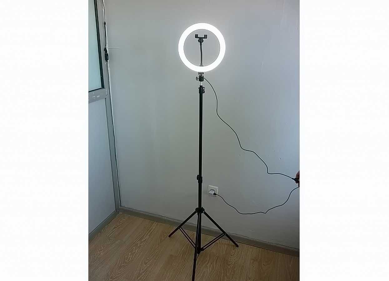 Кольцевая лампа 26 см с держателем для телефона и штативом 2м