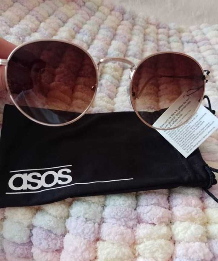 ASOS/ Ekskluzywne , złote okulary przeciwsłoneczne z Londynu, NOWE