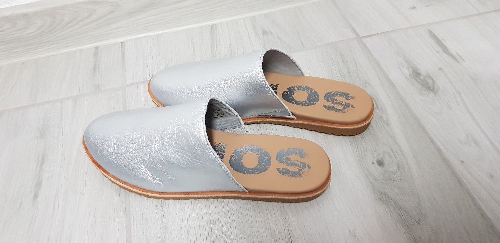 SOREL ELLA MULE PURE SILVER klapki srebrne rozm 37 skóra