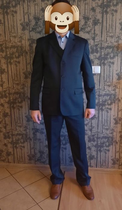 czarny garnitur na wysoką osobę 190cm