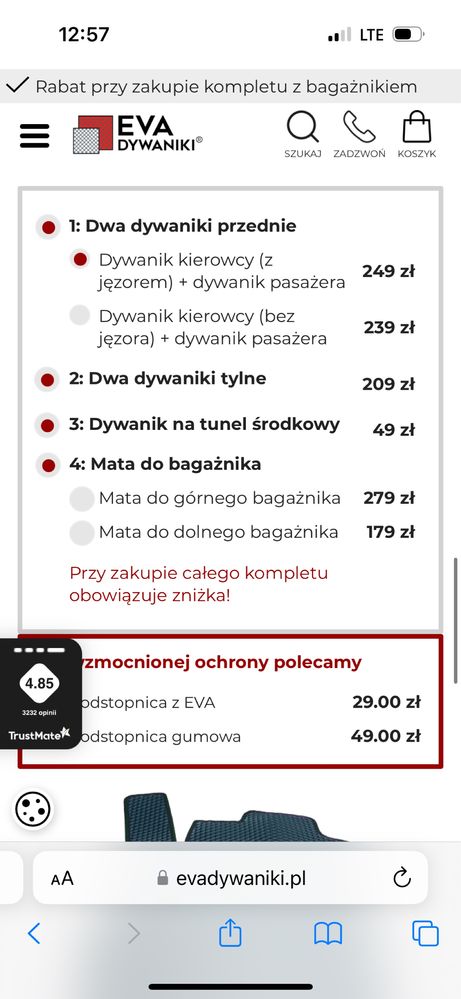 Dywaniki Dacia Sandero EVA DYWANIKI