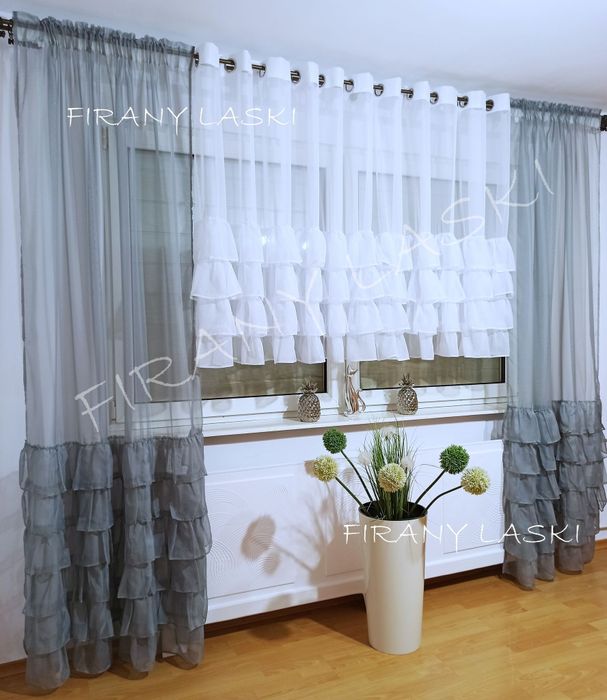 Firana gotowa 400x130 falbanki przelotki