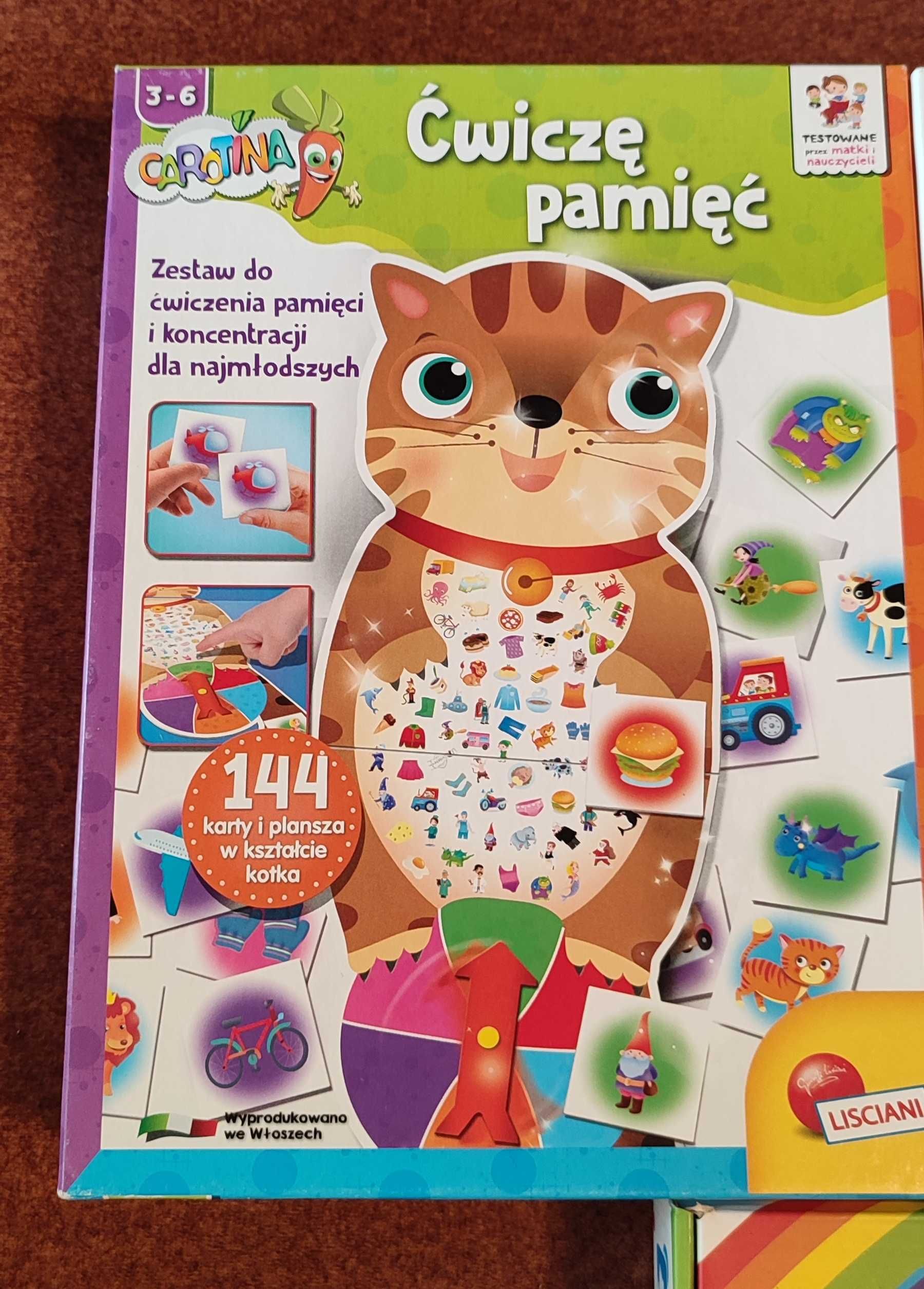 Zestaw czterech gier Liczby, Litery - Alfabet, Memo - angielski kolory