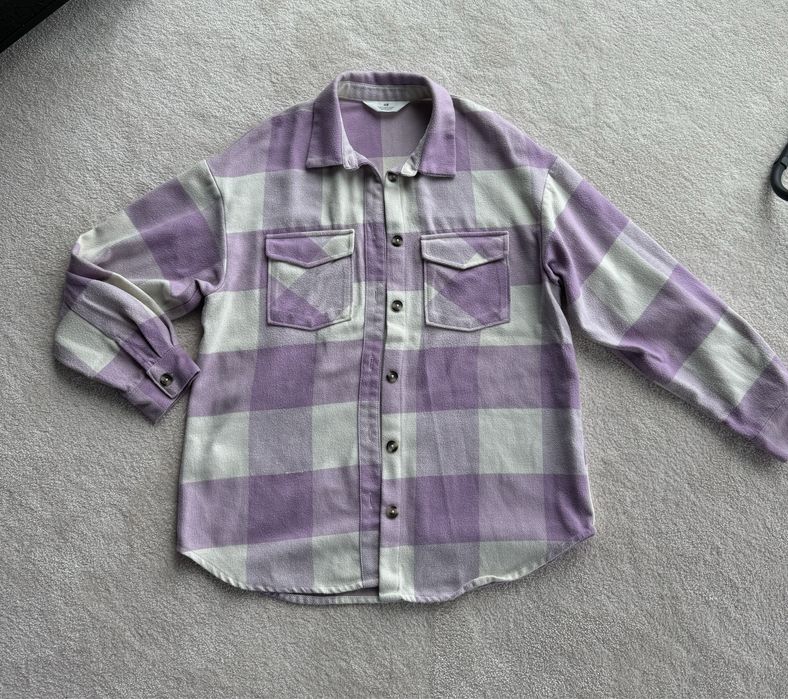 Buza koszulowa rozpinana H&M s/m 170 cm różowa krata
