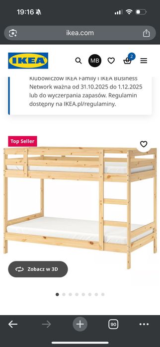 Łóżko piętrowe z materacami