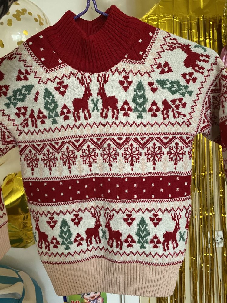 Детский теплый свитер, новогодний, на девочку,реглан,лонгслив,свитшот