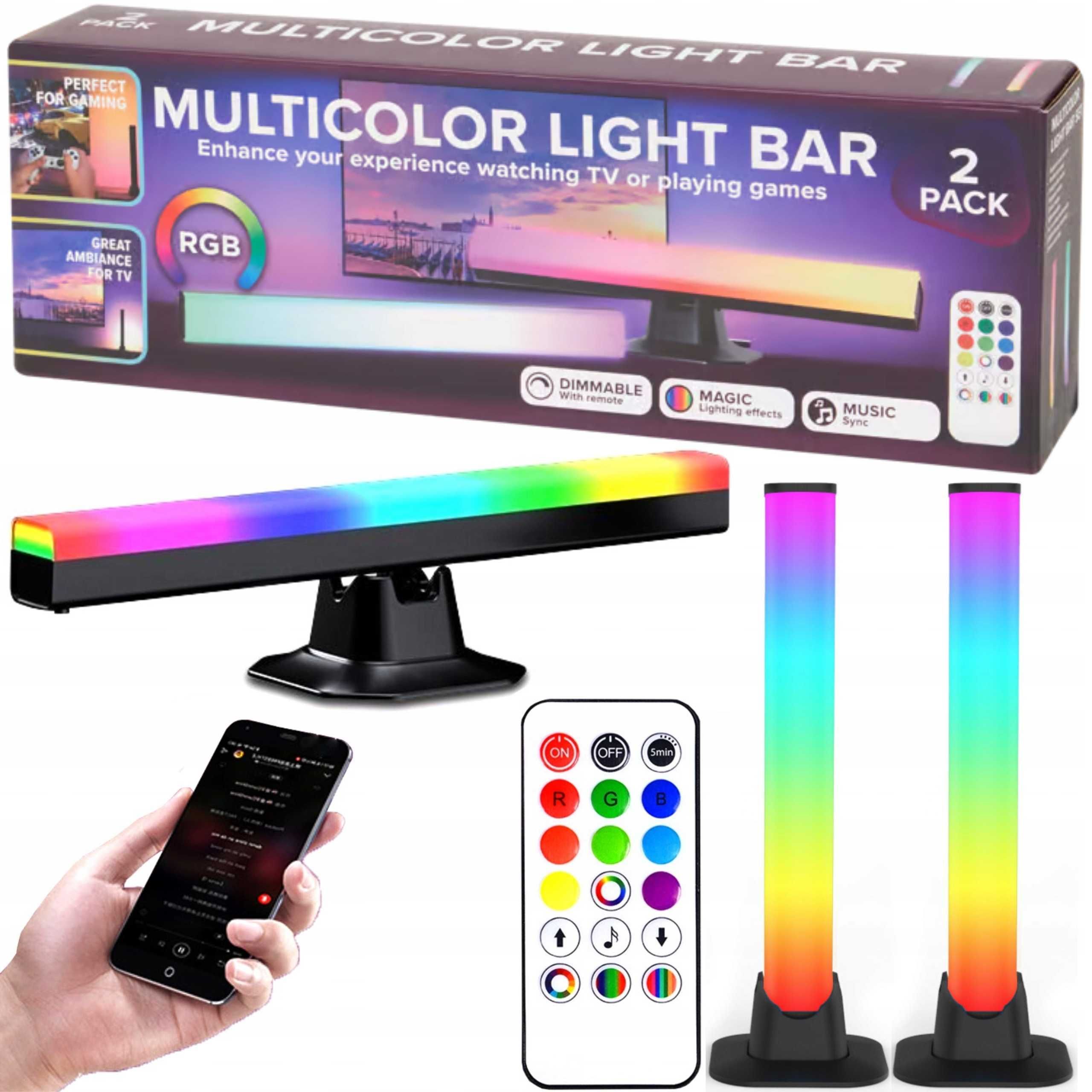 Zestaw słupków LED ambient RGB MULTICOLOR  Świecenie w rytm muzyki