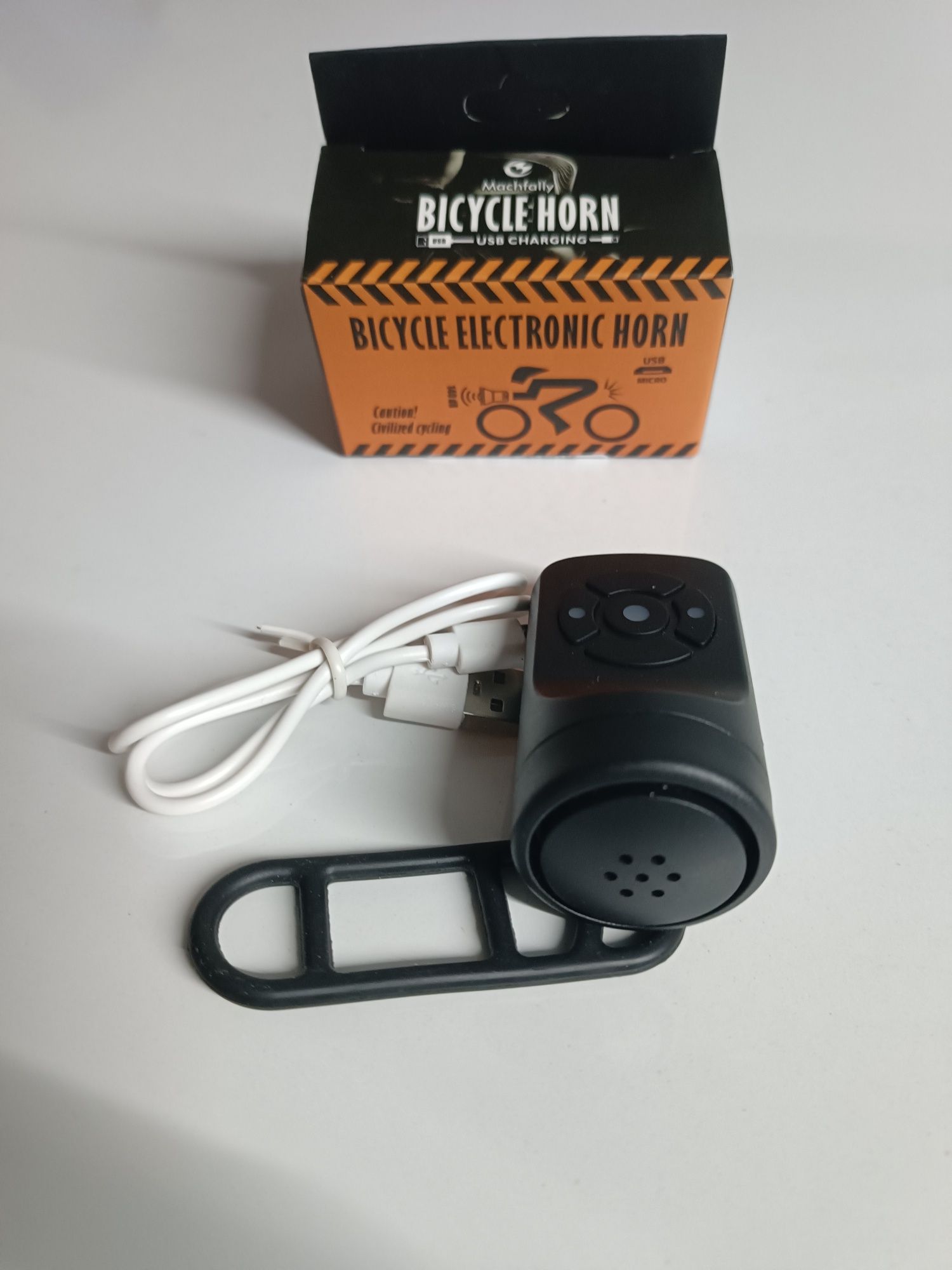 Buzina elétrica recarregável USB para bicicleta