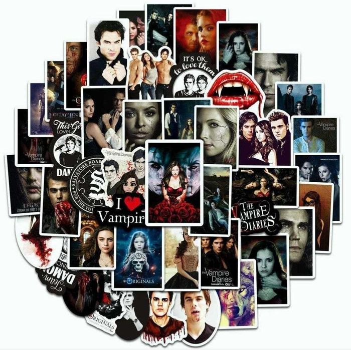 Наклейки стикеры Дневники вампира на ноутбук, телефон, чехол (50 шт.)