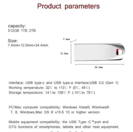 Флешка Lenovo 2 Тб, USB 3.0