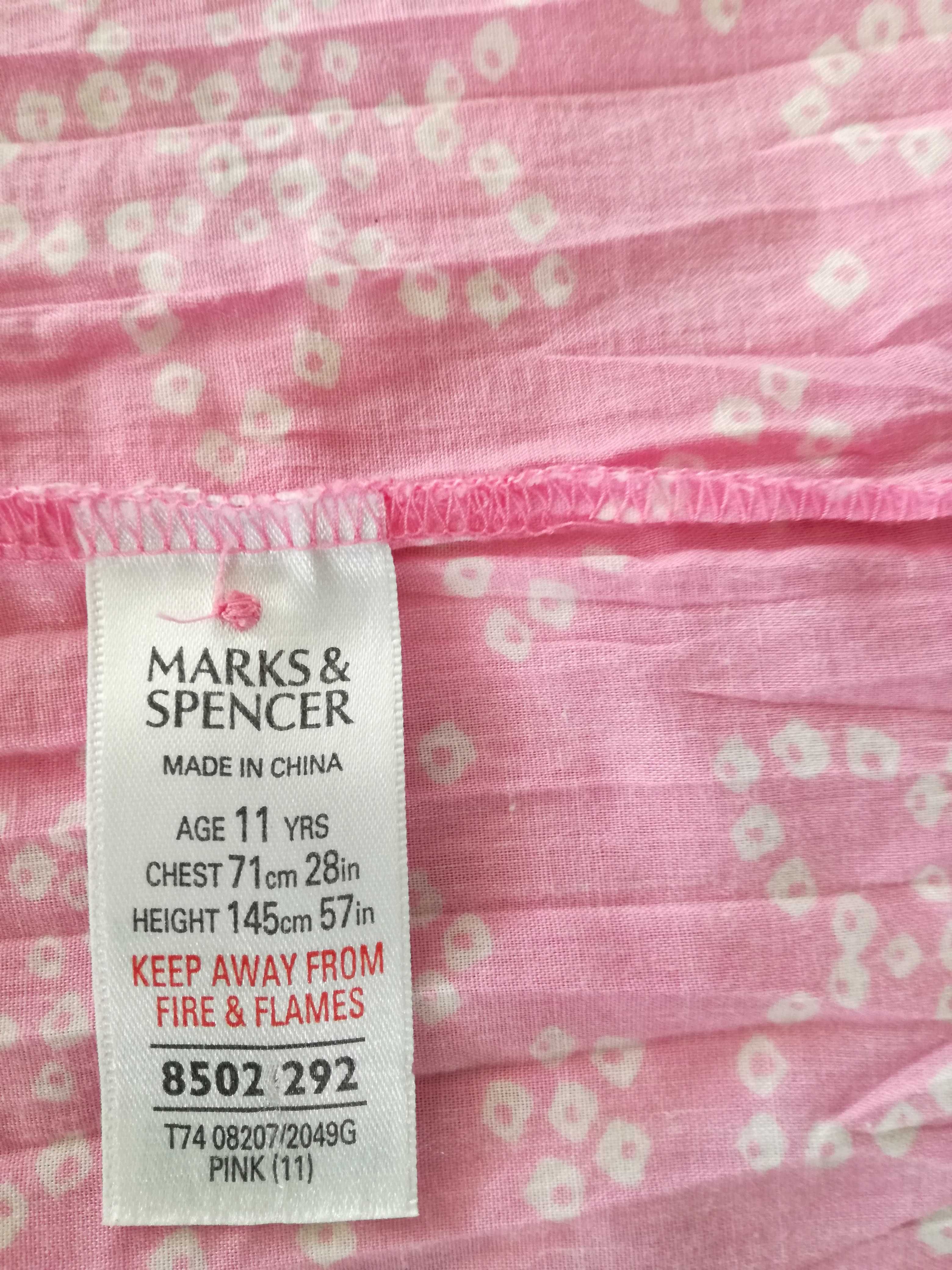 Letnia sukienka 3/4 Marks&Spencer, różowa, z koła - 146 cm