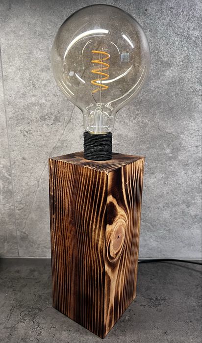 Lampa / Lampka z drewna do biura, salonu, sypialni recznie wykonana.