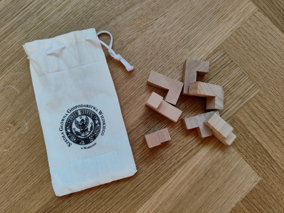 Drewniane klocki SGGW, gadżet, zabawka gra logiczna