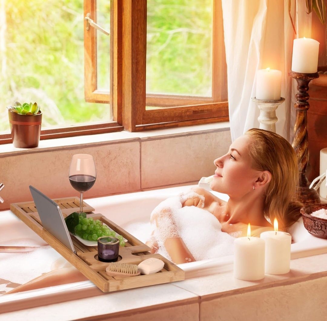 Relaxdays Bambusowa półka na wannę.