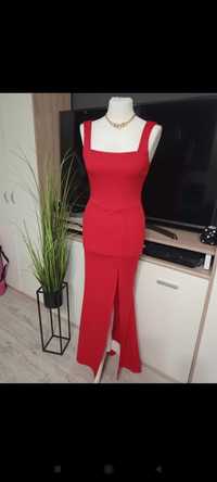 Sukienka długa czerwona Shein