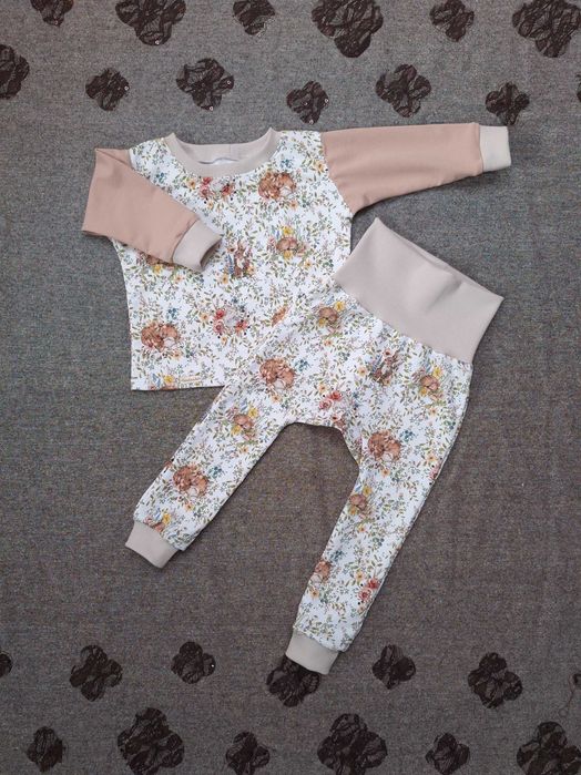 Komplet dresowy bluza spodnie 86-92 cm dla dziewczynki handmade polana