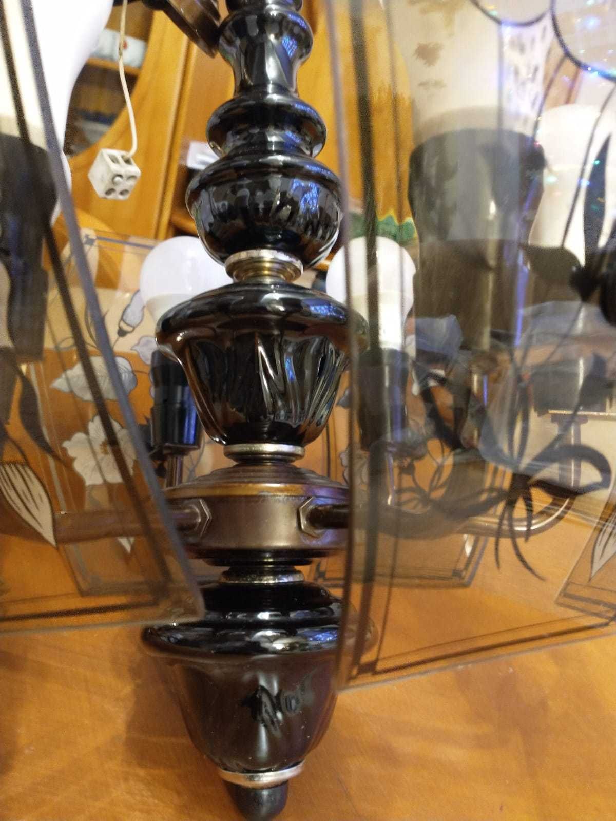 Oryginalna stara lampa - malowana na szkle