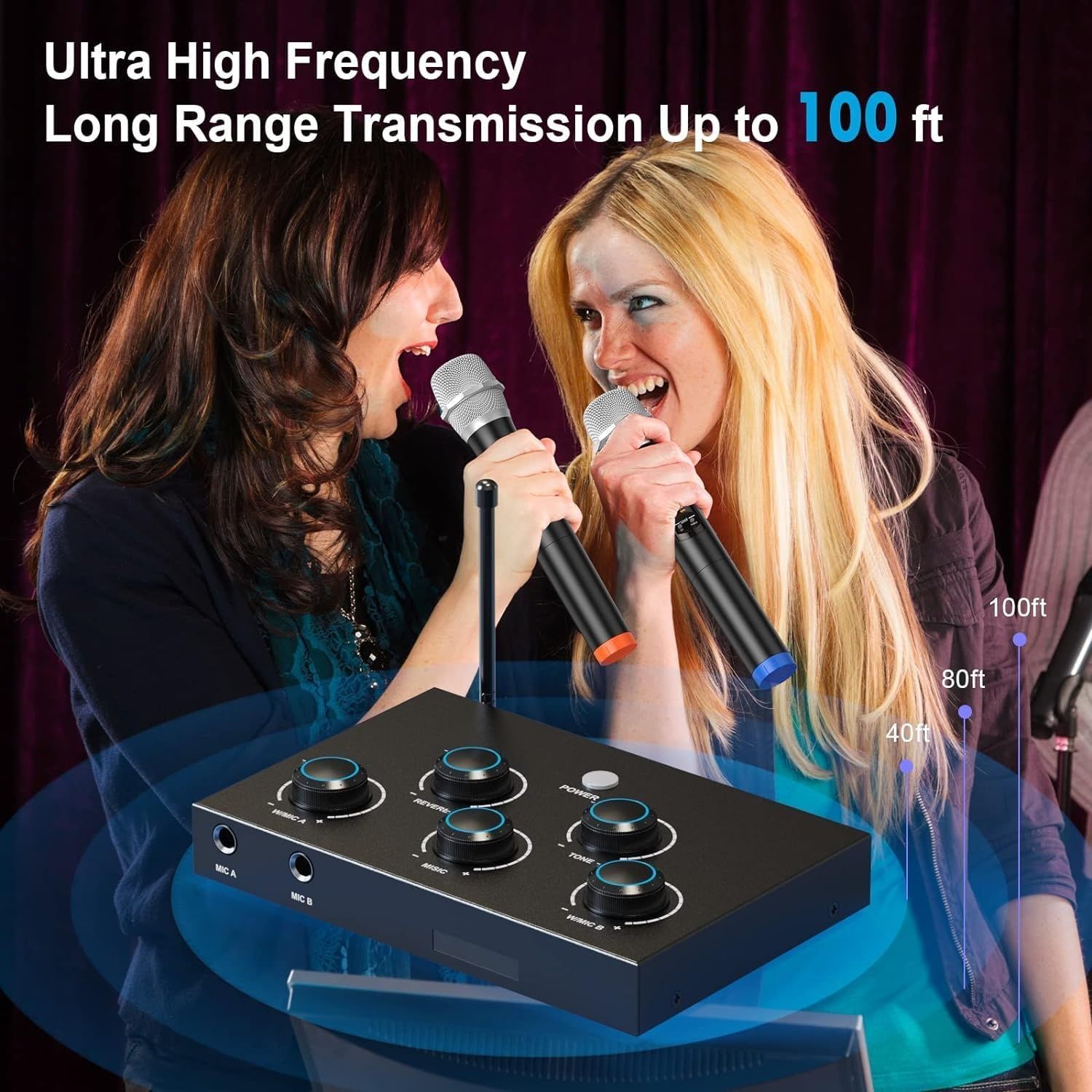 Bezprzewodowy zestaw karaoke  UHF. TV z HDMI ARC