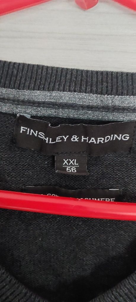 Sweter sweterek szary męski dekold w serek xxl finshley&harding