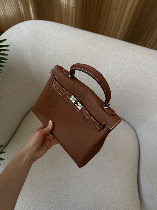 Сумка жіноча Hermes Kelly 25 Brown/Silver