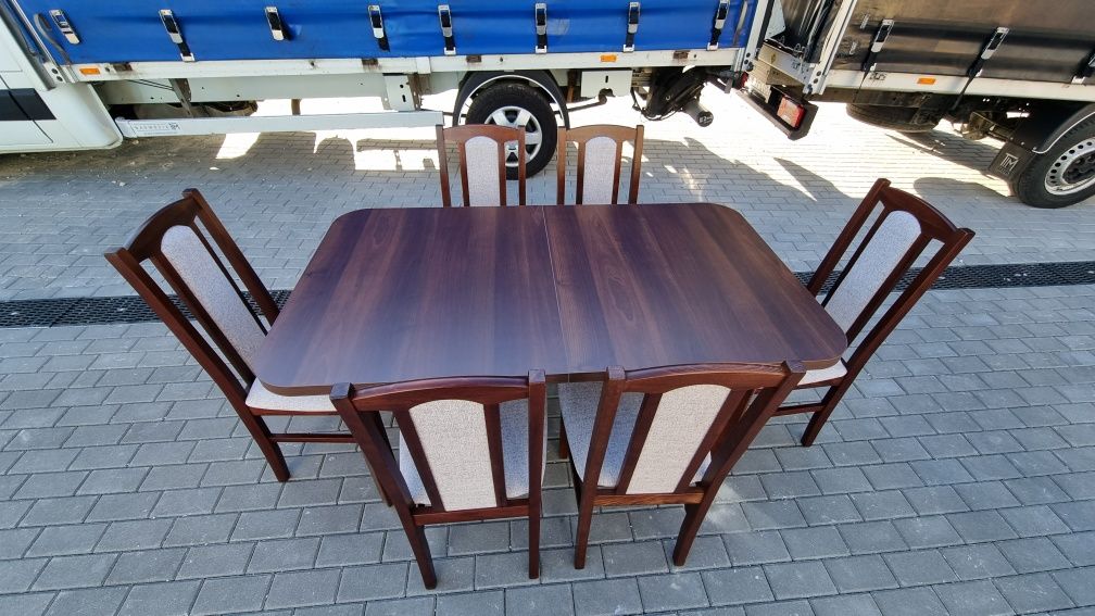 Nowe: Stół 80x140/180 + 6 krzeseł , orzech premium , dostawa cała PL