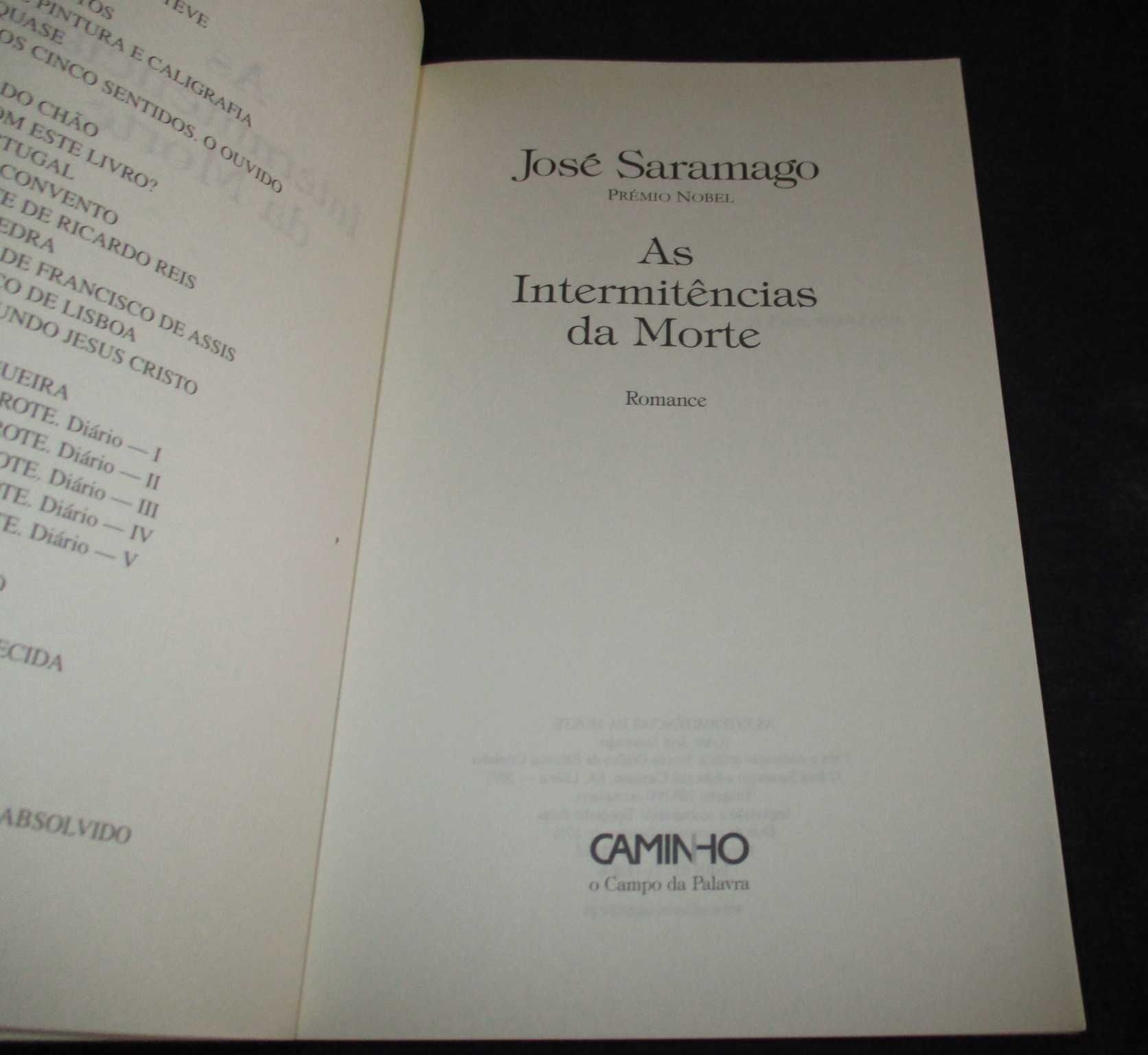 Livro As Intermitências da Morte José Saramago 1ª edição