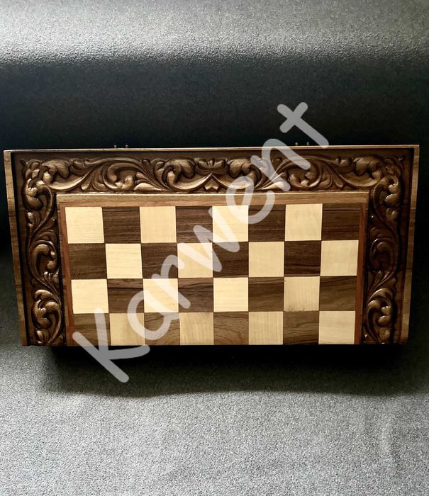 Дерев'яні Шахмати Ручної Роботи (Шашки + Нарди)