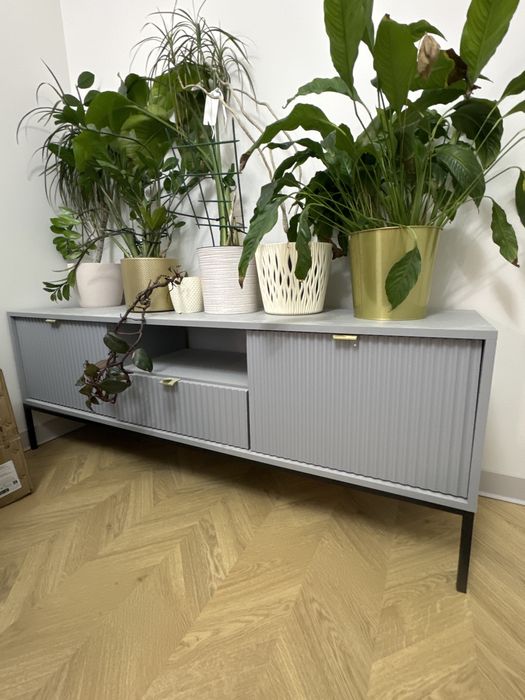 Szafka rtv szara/zlota/czarna/ ryflowana