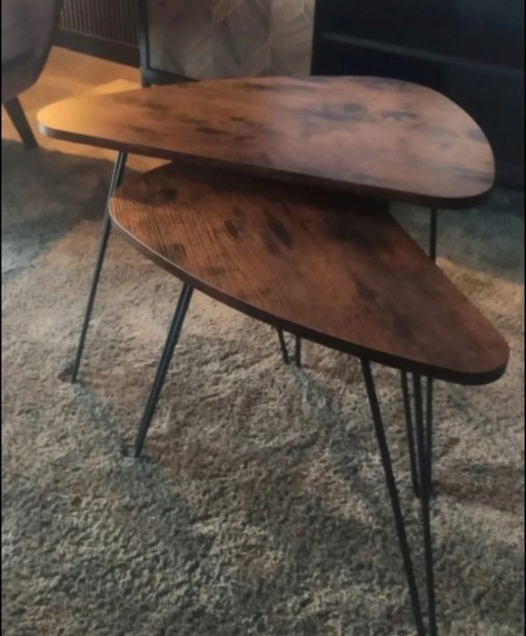 Stolik kawowy czarny metalowy zestaw 2szt LOFT, wytrzymały