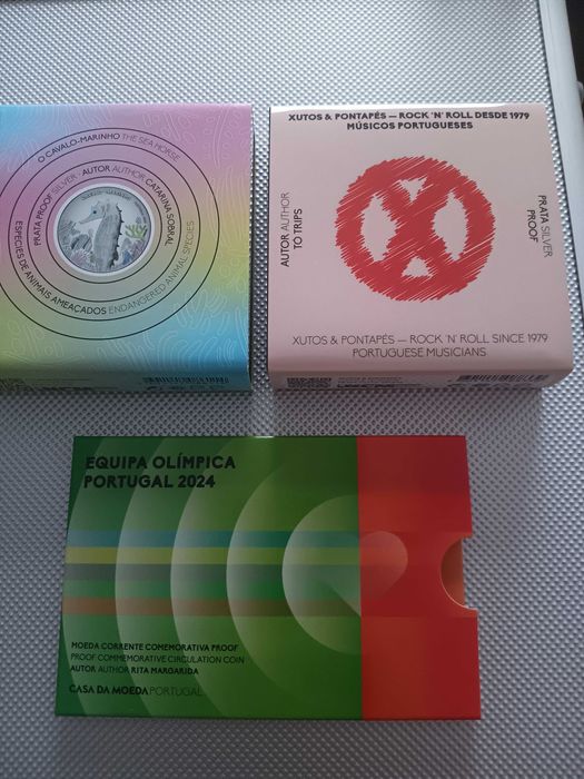 Pack moedas Proof Cavalo Marinho + Equipa Olímpica + Xutos e Pontapés
