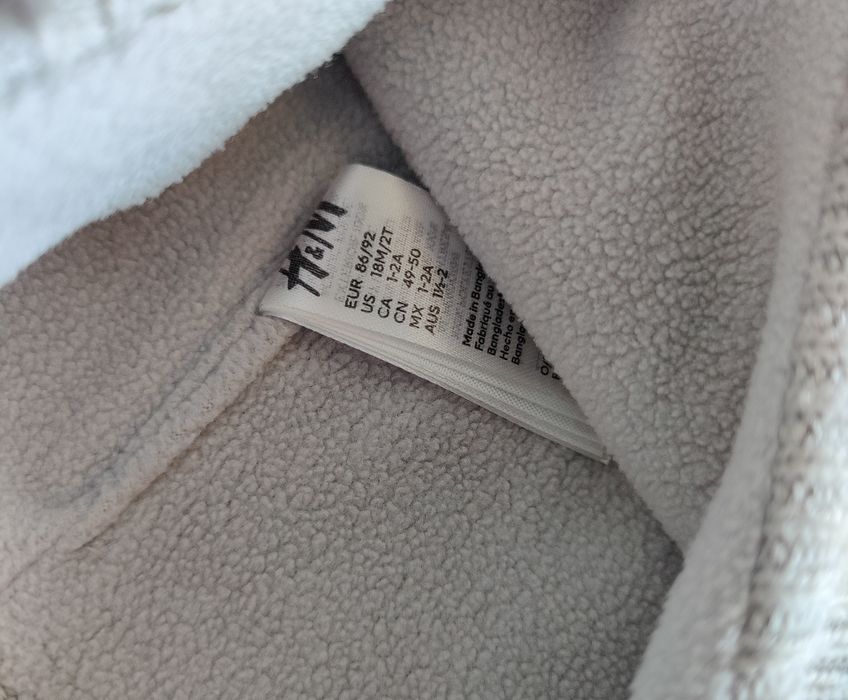 Szara dzianinowa czapka niemowlęca H&M r 86/92