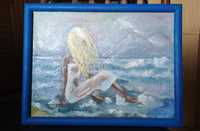 Картина "Девушка на море" (масло, ручная работа)