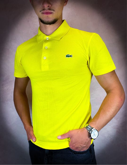 Nowa Stylowa Żółta Męska Polo T-shirt «Lacoste» Koszulka / XS