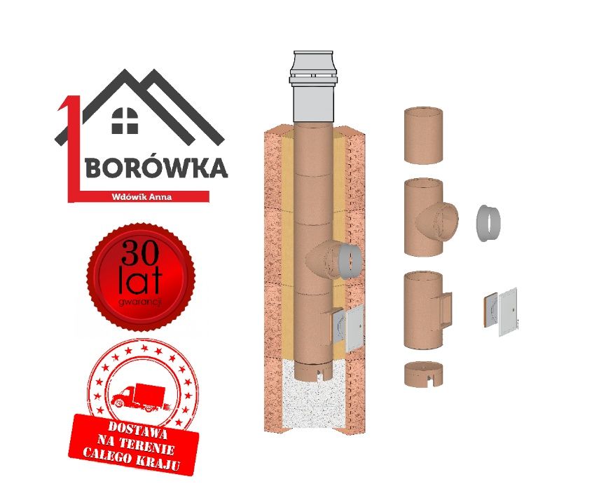 Komin systemowy ceramiczny wysokość 5m KW Fi 180/200 Uniwersal