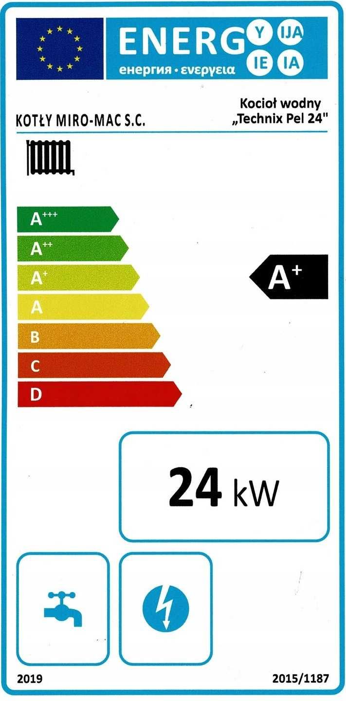 Piec  na pellet drewno ekogroszek kocioł kotły 24 kW Miro-Mac 5 klasa