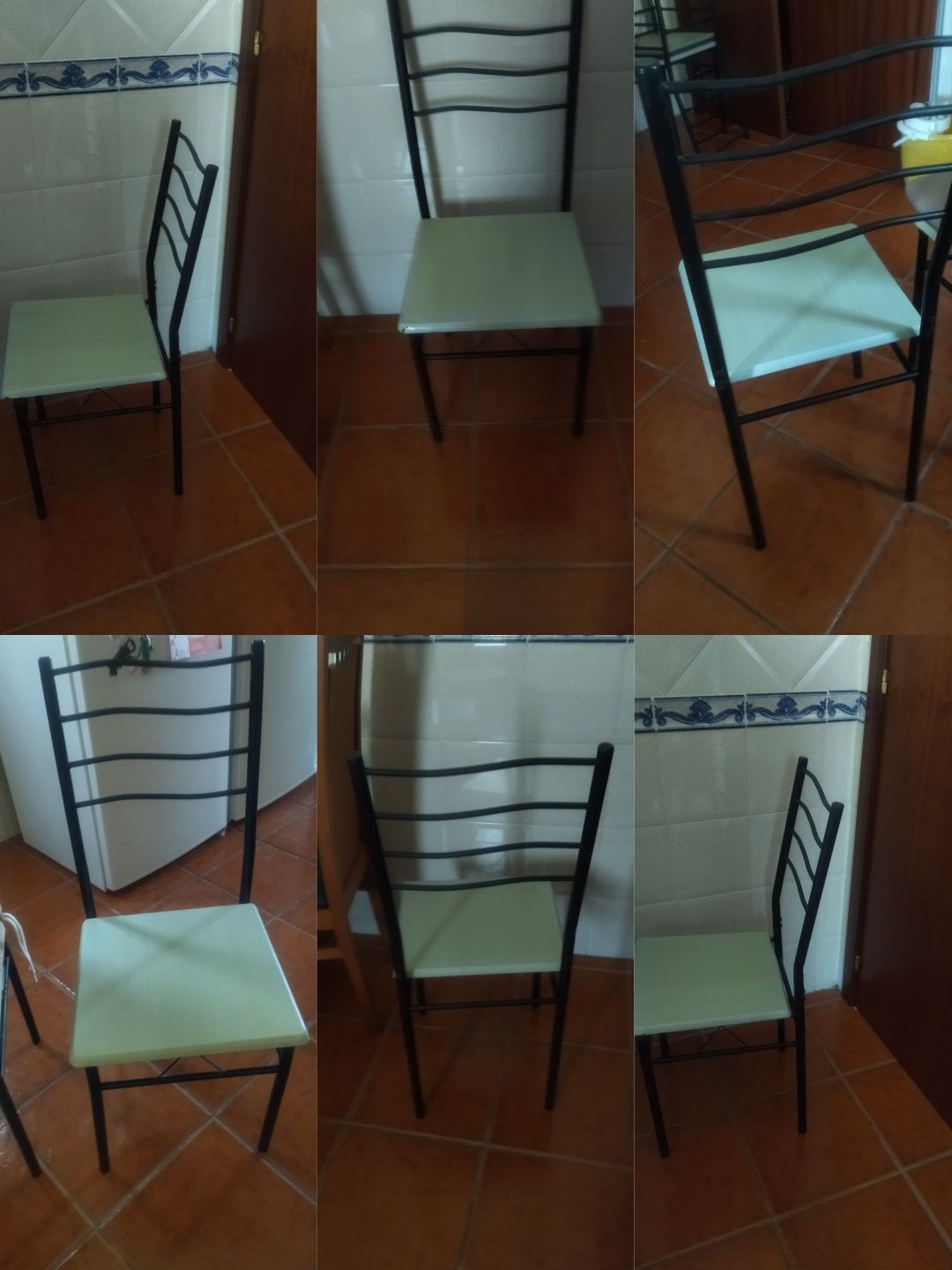 Conjunto 4 cadeiras metal preto e faia