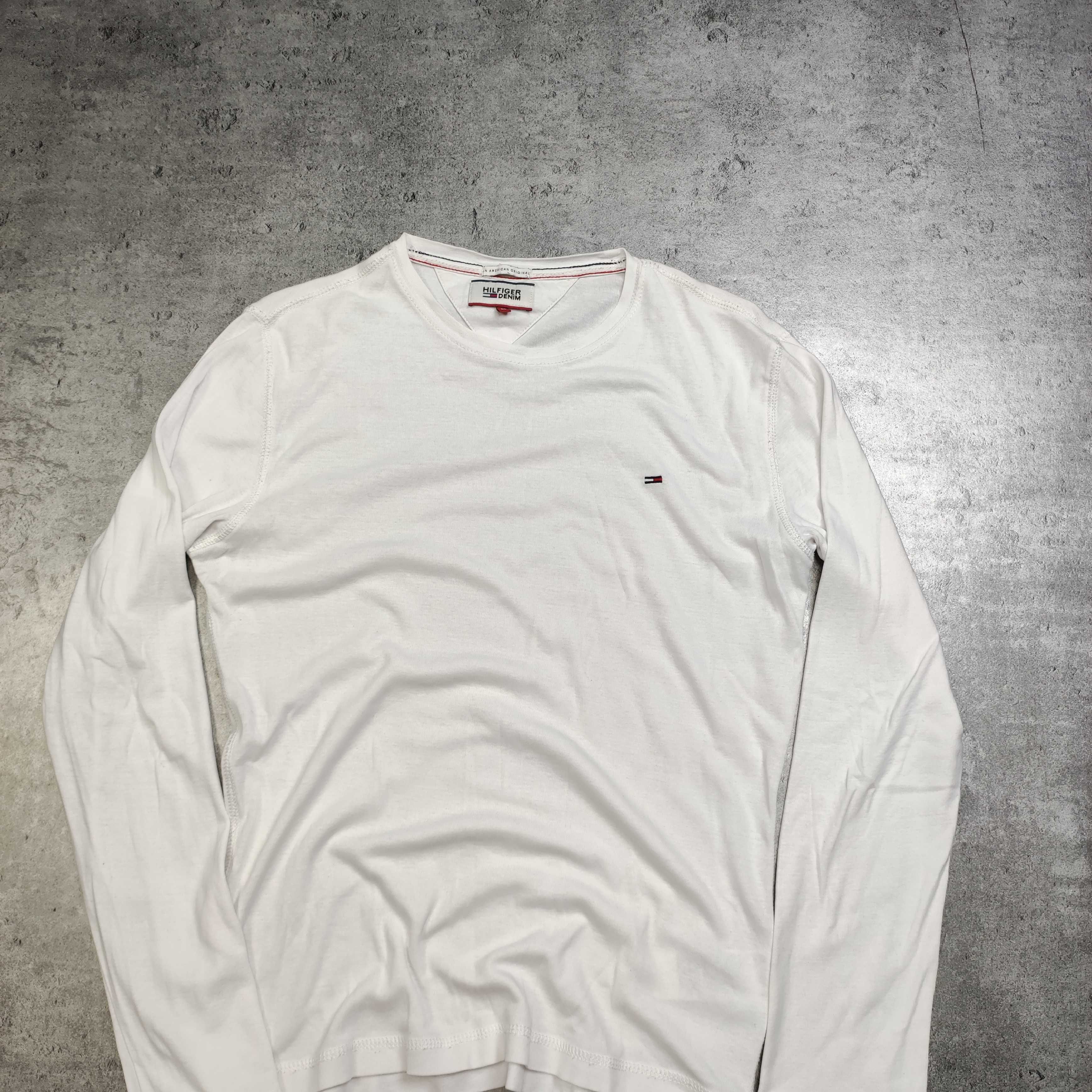 MĘSKA Koszulka PREMIUM Długi Rękaw Bluzka Biała Tommy Hilfiger Denim