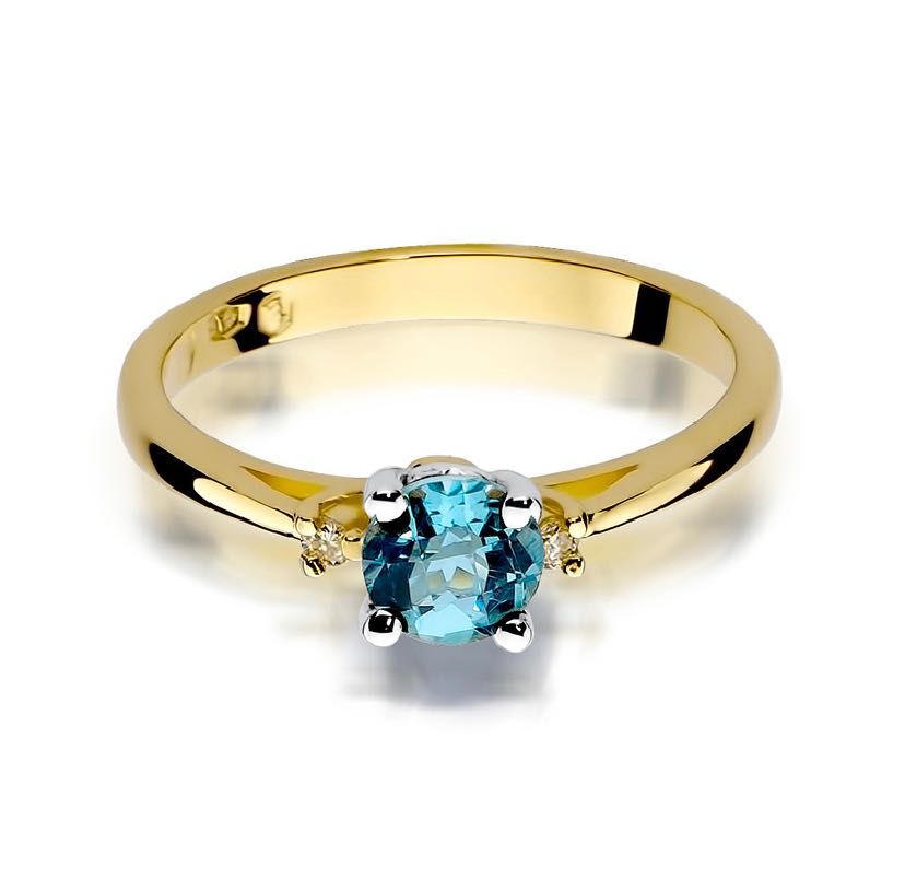 Pierścionek topaz brylanty złoto 585