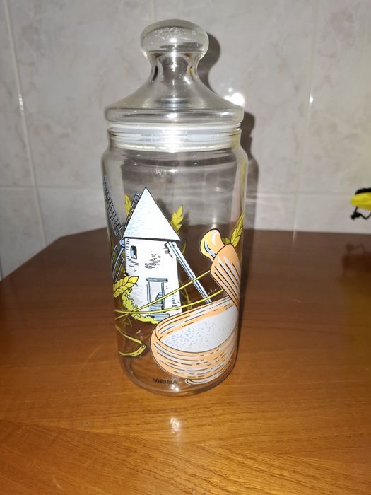 Frasco de vidro com estampa