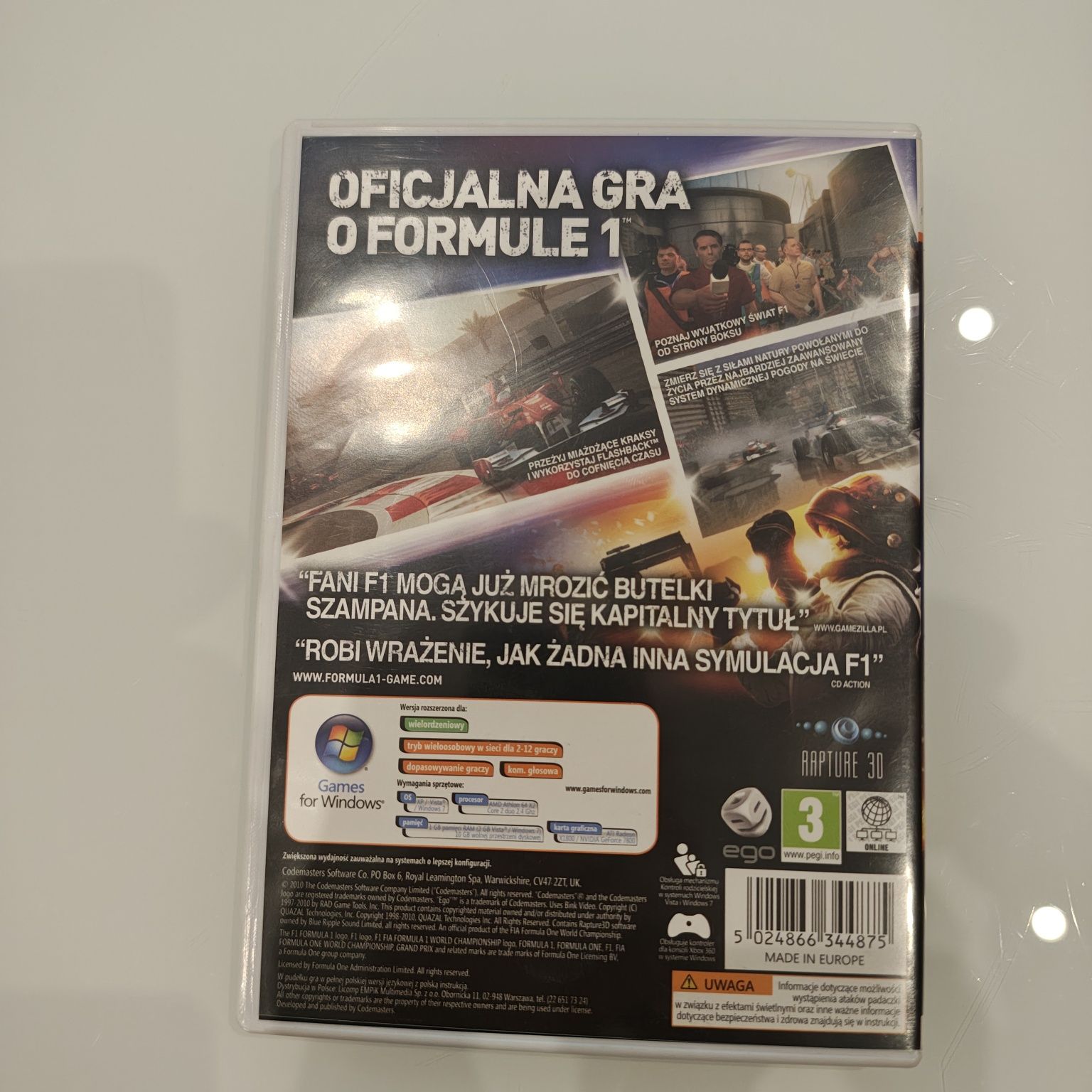 PC CD-ROM Formuła 1 2010