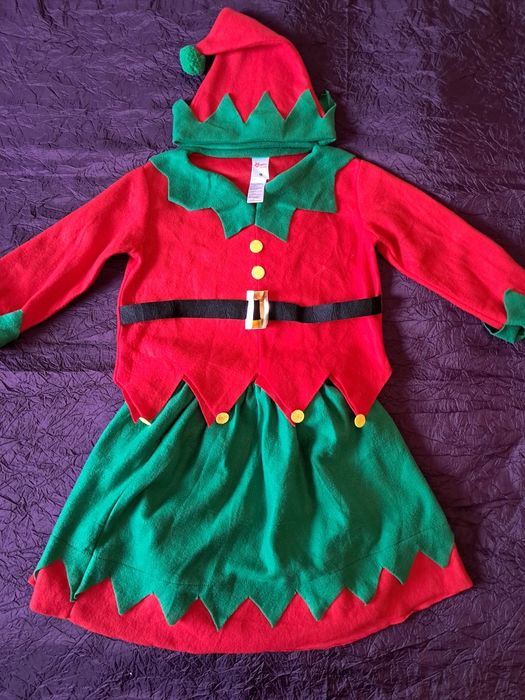 Карнавальний костюм дівчинка Ельф або Помічниця Санти р.146