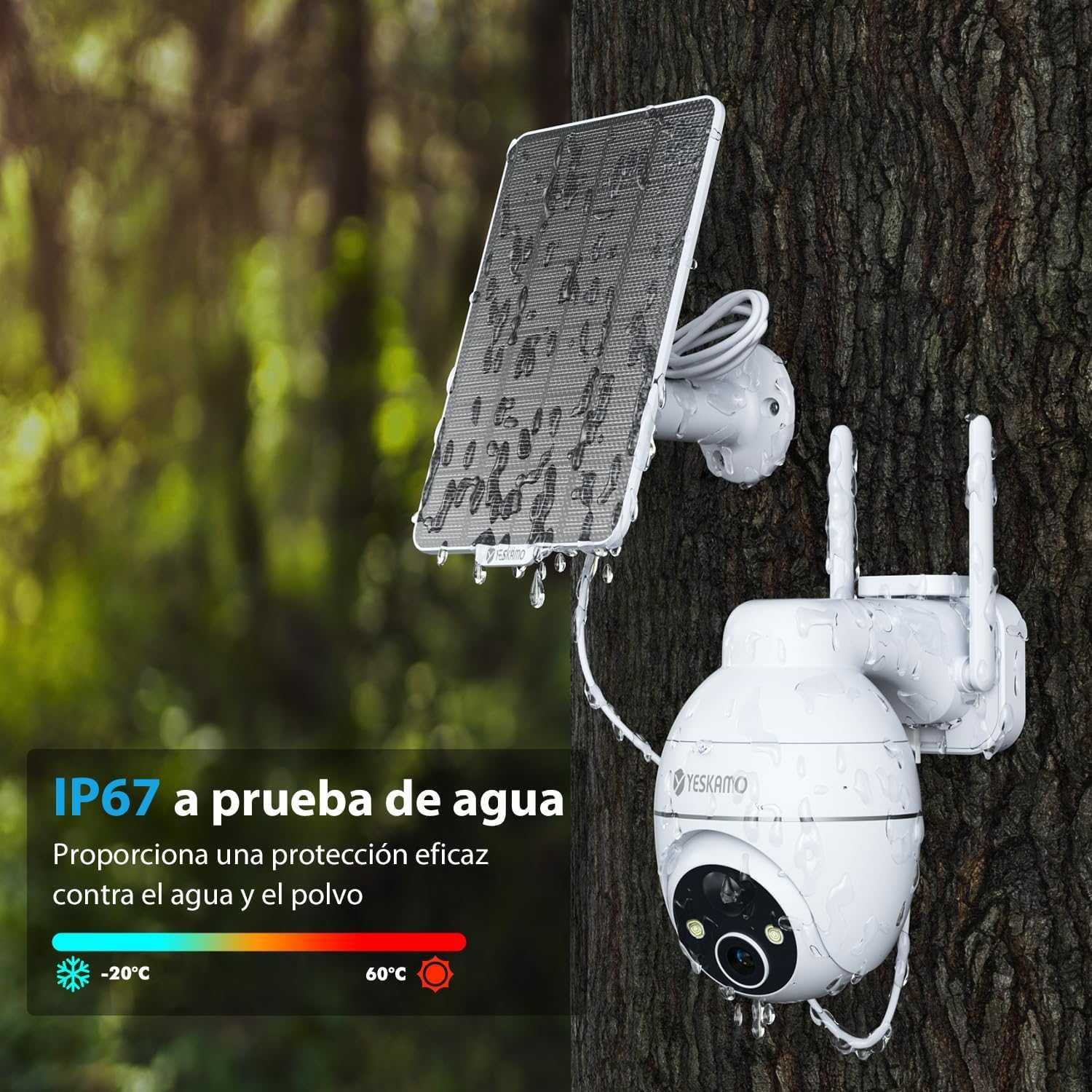 câmera videovigilância, painel solar, rotativa, WI-FI, 2K, NOVA