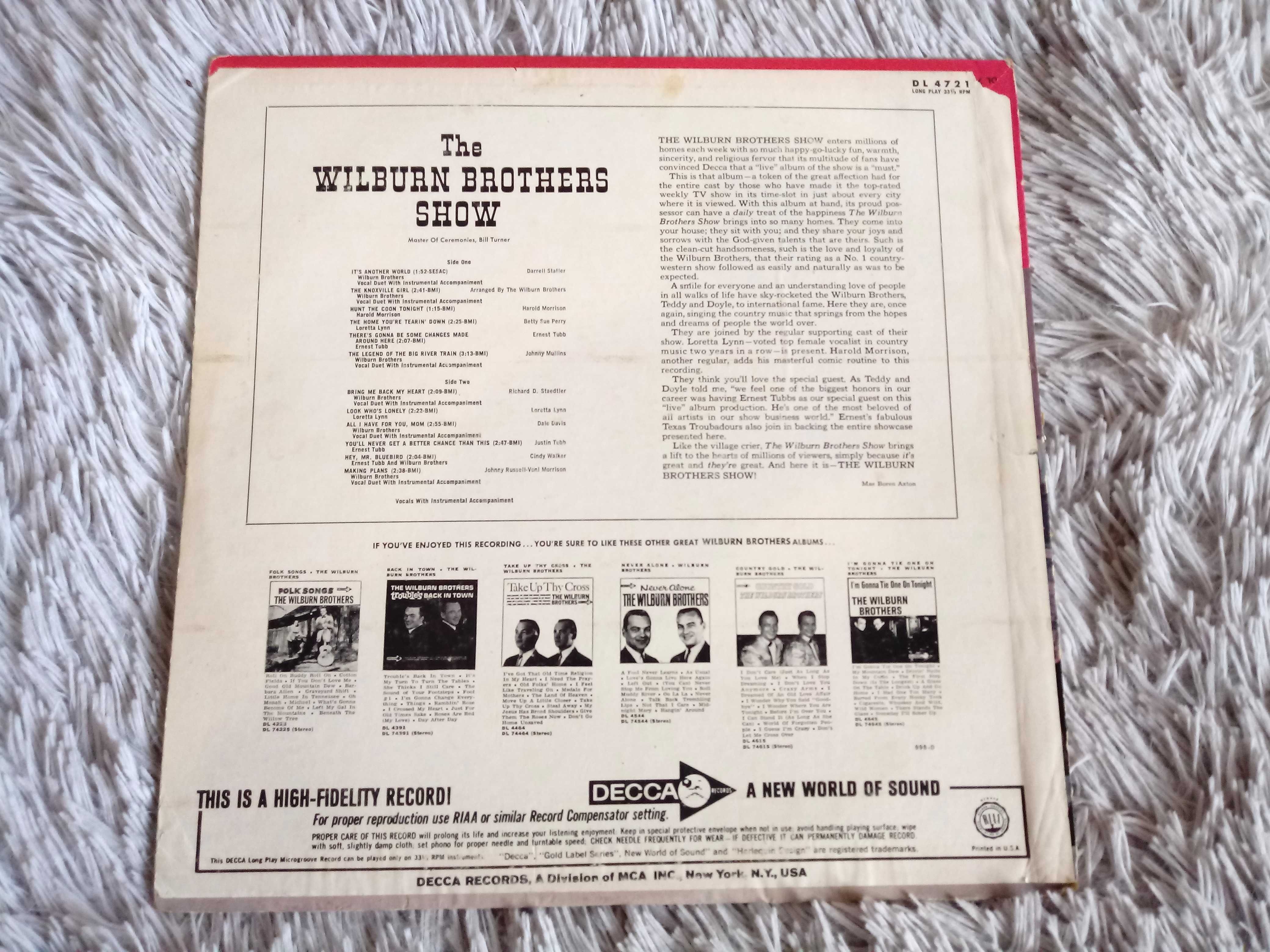 Winyl Winyle Płyty Winylowe Płyta winylowa The Wilburn Brothers Show