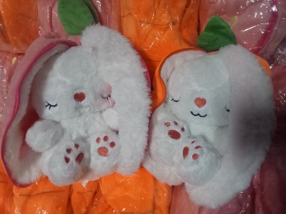 Опт! Дроп! Іграшка нічник дихаючий зайчик в полуничці/морквинці
