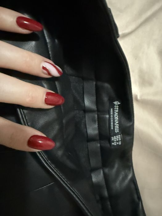 Кожана юбка/Шкіра/Шкіряна юпка/Спідниця/Плісе/Stradivarius/Страдивариу