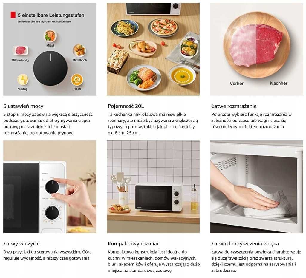 Kuchenka mikrofalowa wolnostojąca Toshiba MM2-MM20PF (WH) 800W