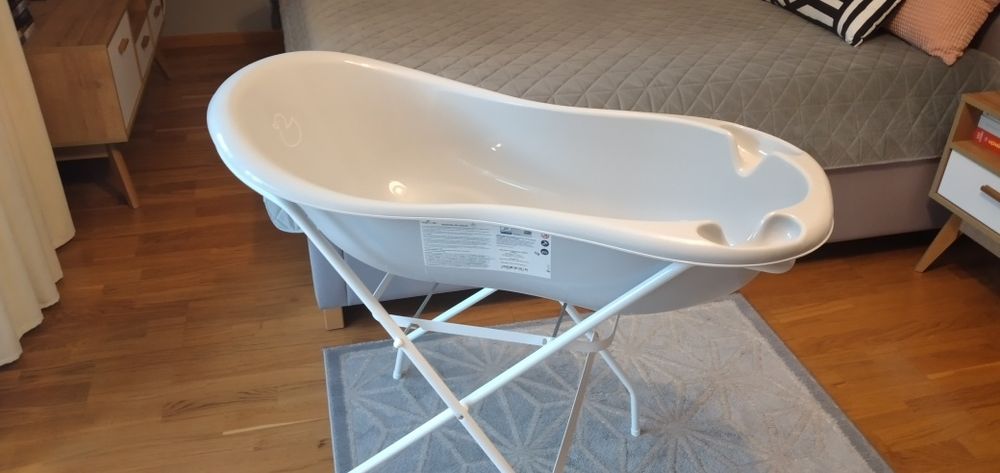 Wanienka ze stelażem Tega Baby 102 cm jasna szara